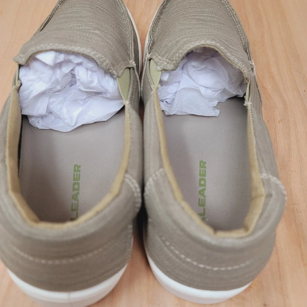 ALEADER Men's Loafers Sz 13 M Khaki Canvas Slip On Shoes Casual